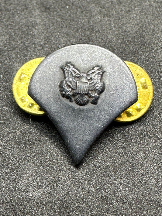 Vintage US Military Black Eagle Chevron Hat Badge Lapel Double Pin Marked V-GI