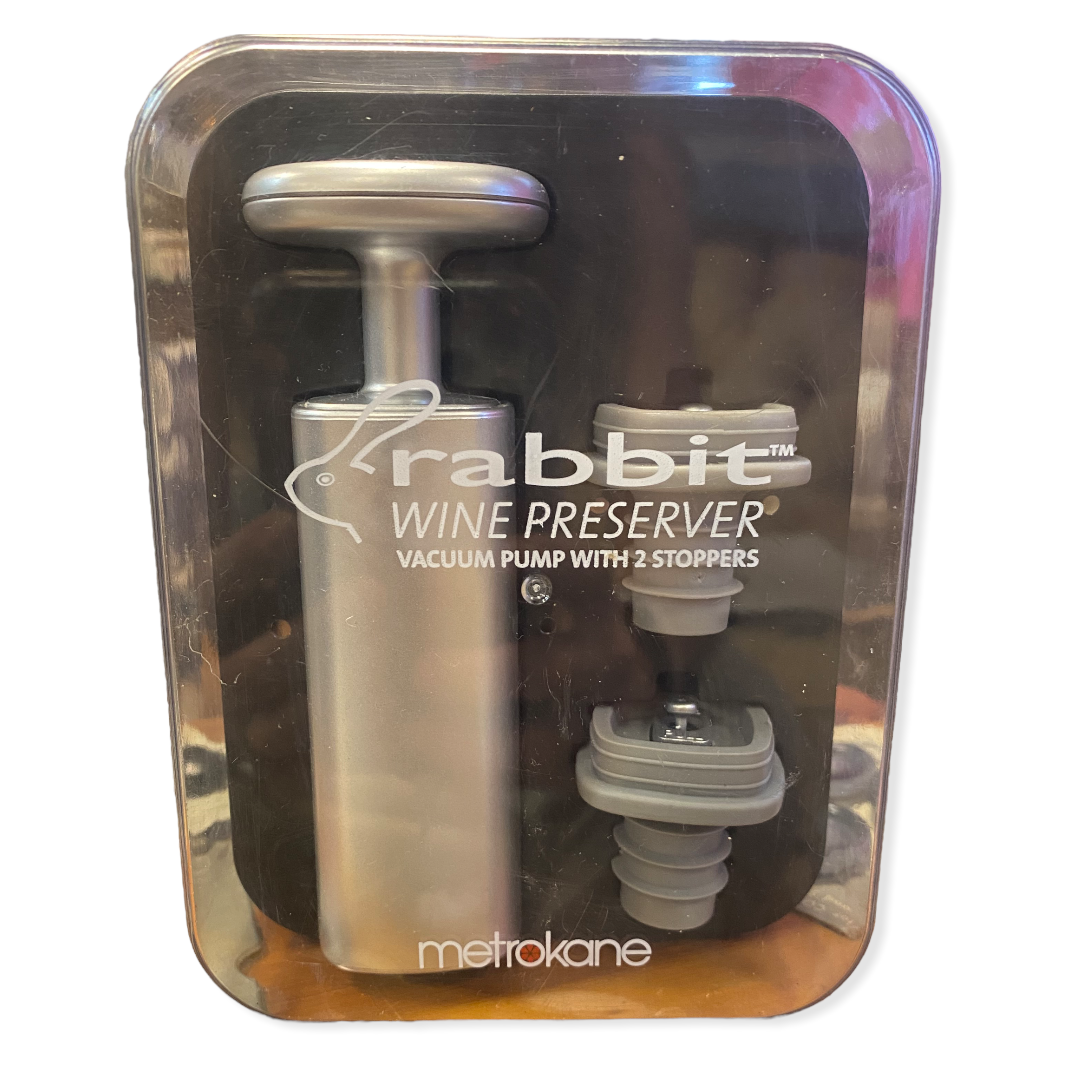 Rabbit Wine Preserver Vacuum Pump w/ 2 Bottle Stoppers