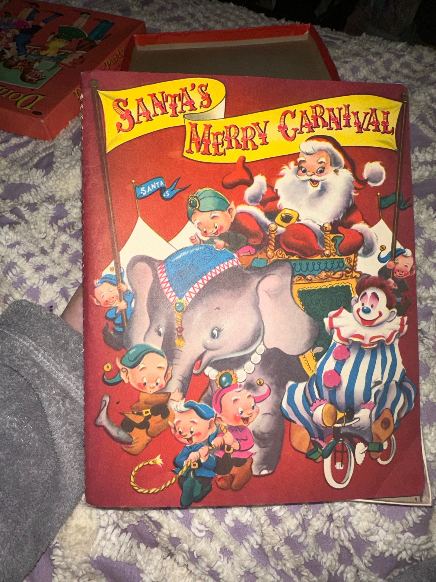 Vintage 1955 Santa’s Merry Carnival by Dorothy N. King Paperback Pop-Up Book w/ Original Box