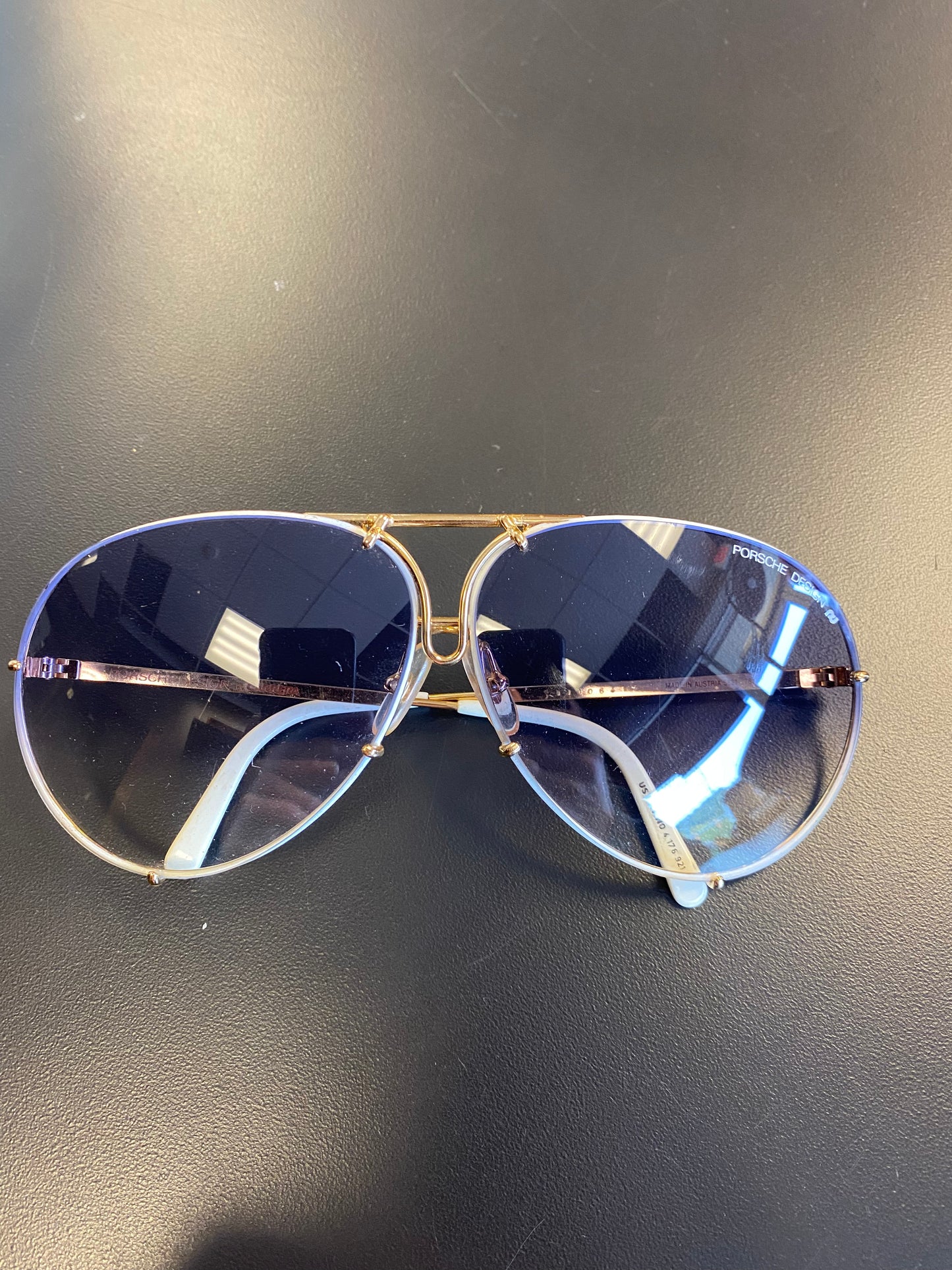 NWT Porsche Design 66 P8478 W Blue Gold Sunglasses