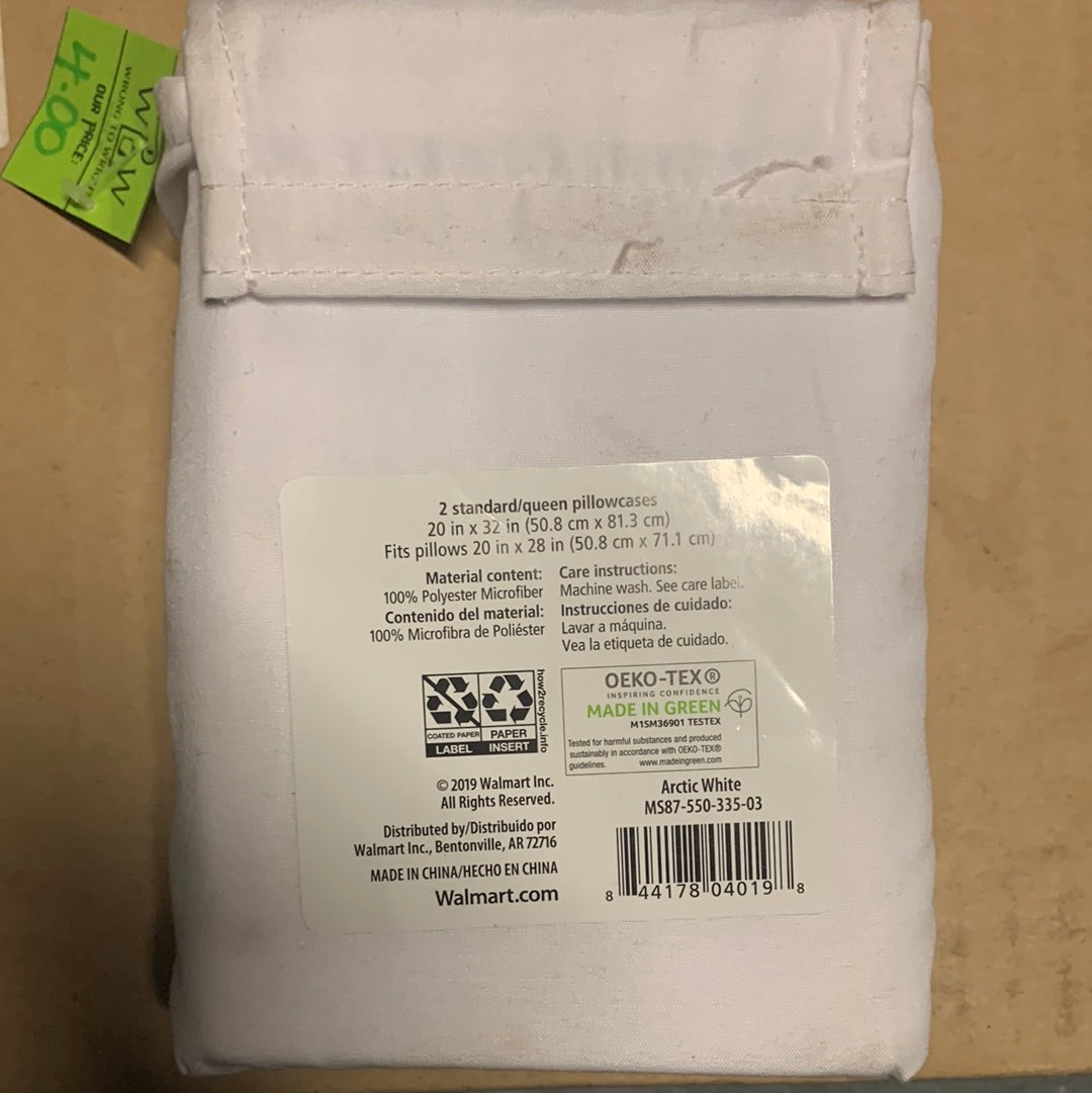 Mainstays - Set of 2 - Soft Microfiber Pillowcases - Standard/Queen