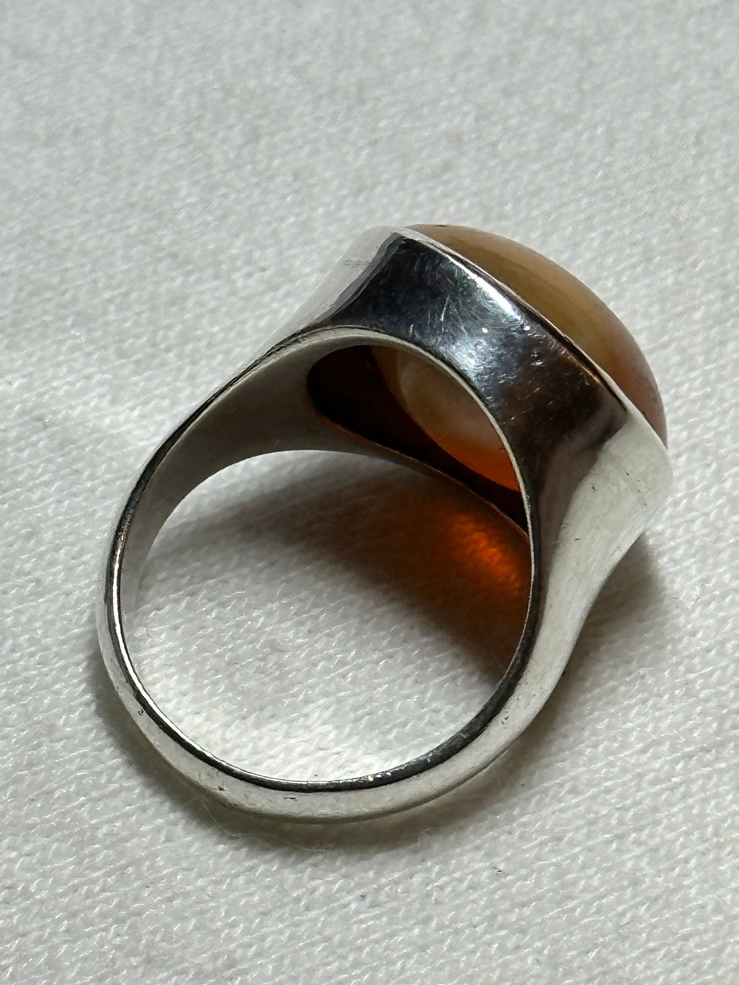 Vintage Orange Yemeni Aqeeq Sterling Silver .925 Ring