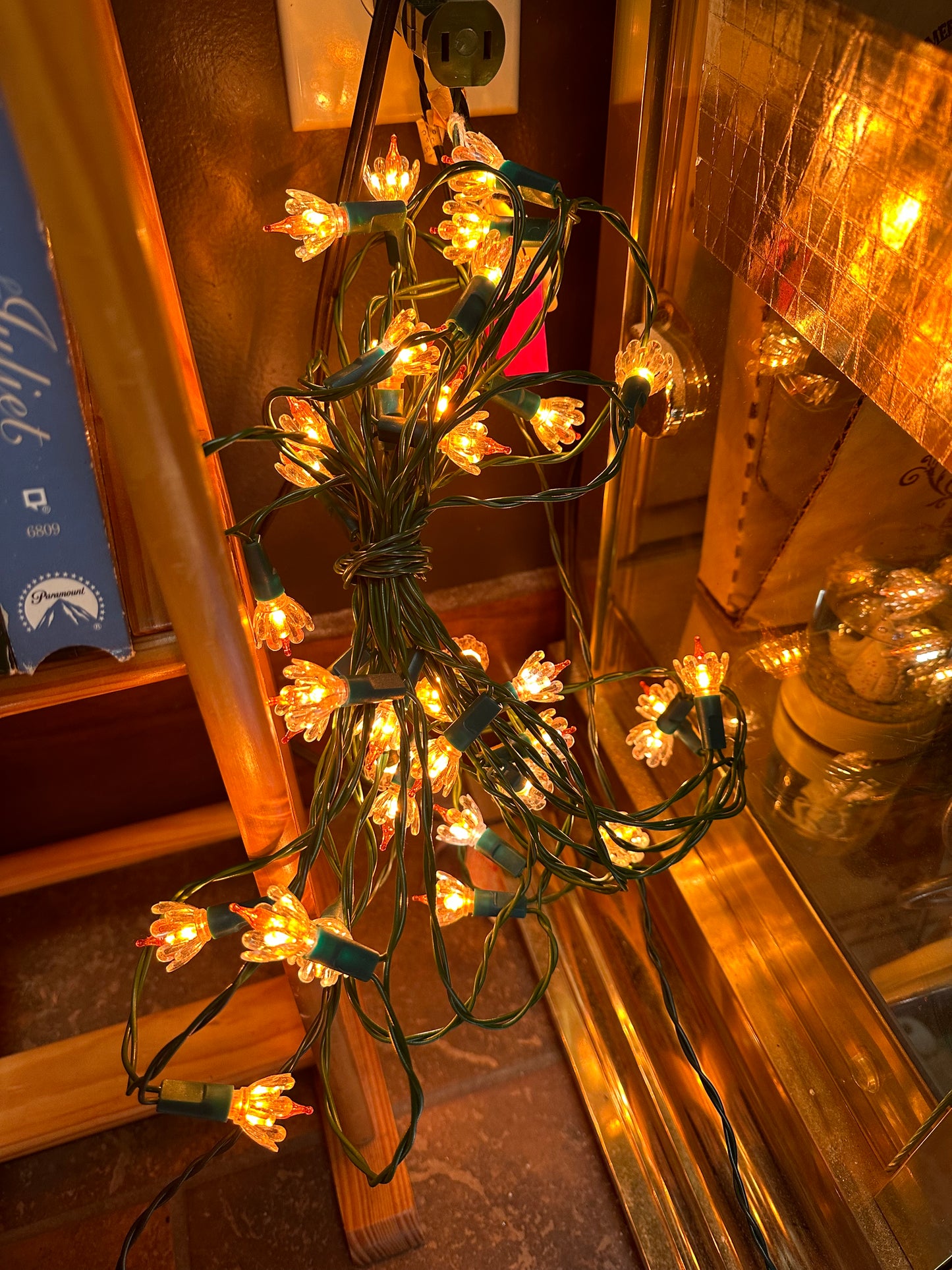Vintage Christmas Holiday String Lights w/ Plastic Reflectors